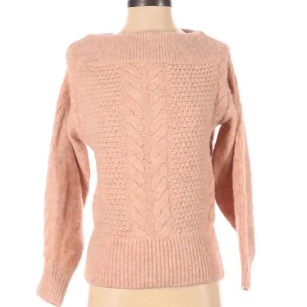 Anthropologie Sleeping On Snow Sweater Cable Knit Light Pink Cozy Coquette XS
